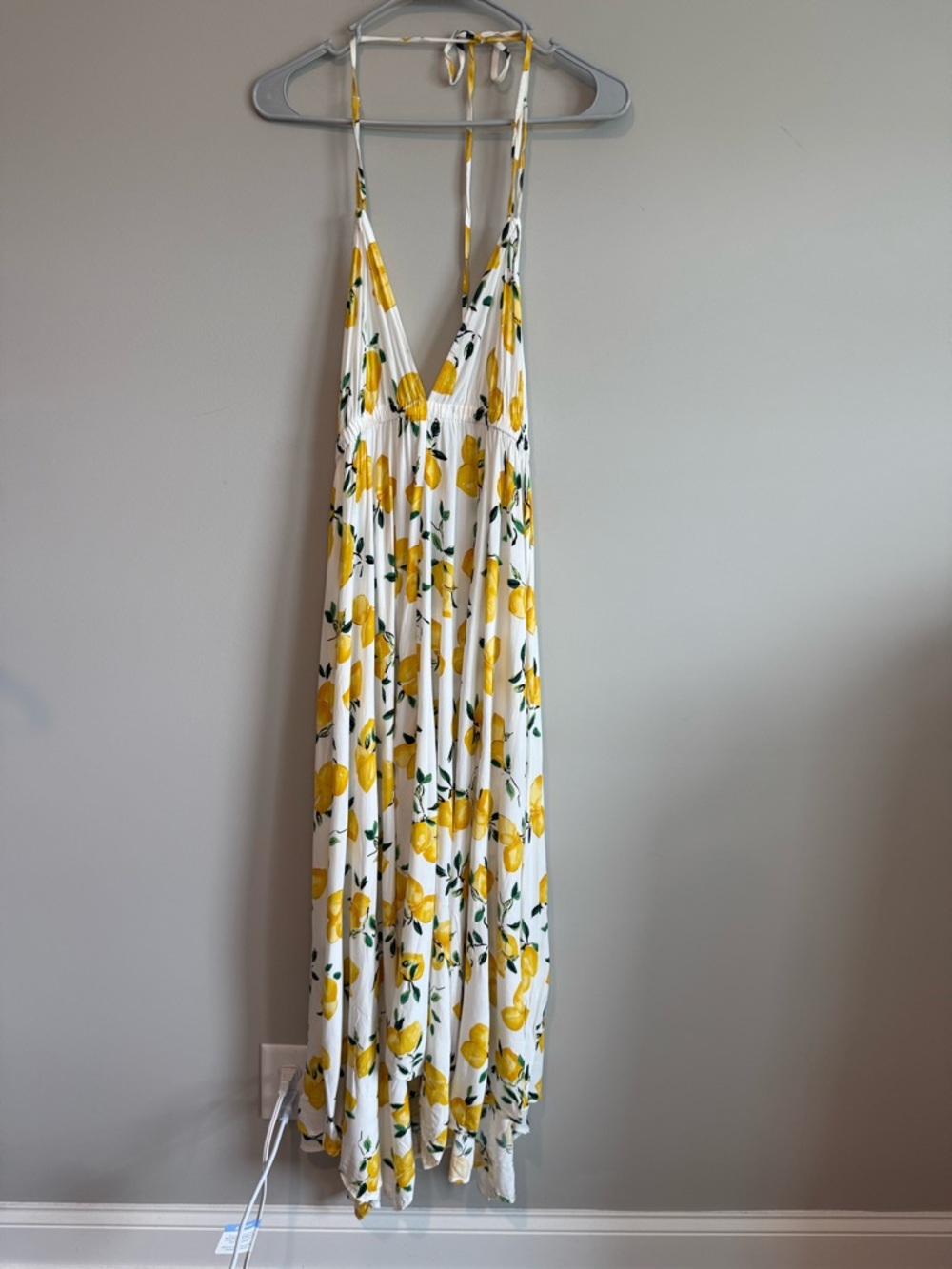 Kate Spade Lemon Print Halter Maxi Dress - Yellow & White - Picture 6 of 12